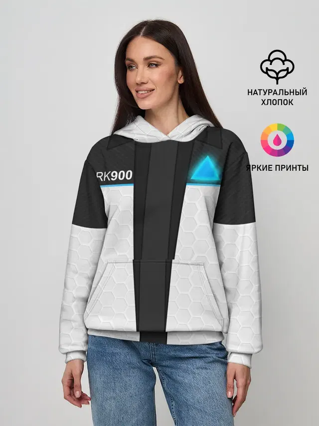 Женское худи с принтом «Rk900 Rk-900 RK 900 — RK 900 CONNOR — РК 900 КОННОР»