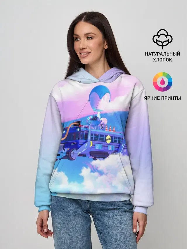 Женское худи с принтом «Фортнайт — Fortnite Bus»