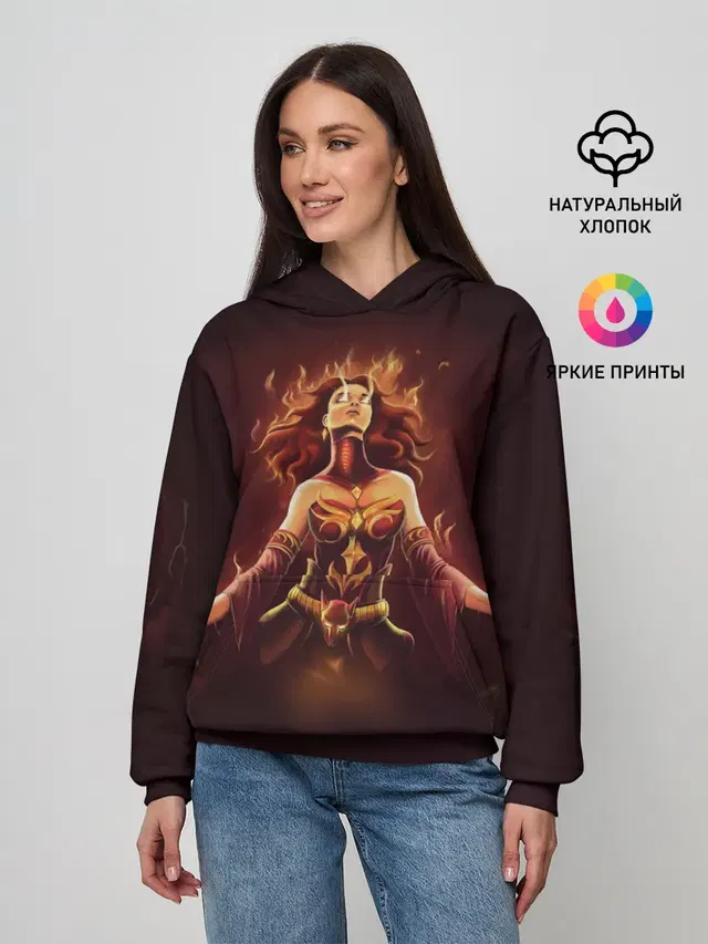 Женское худи с принтом «Dota 2 Lina»