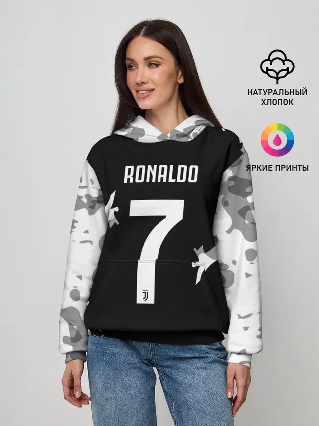 Женское худи с принтом «Ювентус — RONALDO JUVE SPORT»