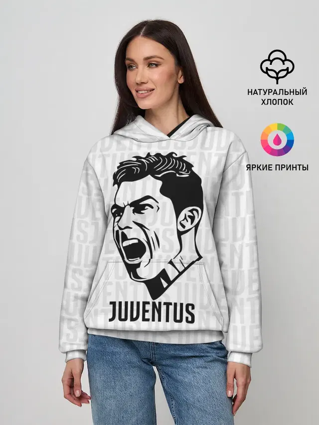 Женское худи с принтом «Ювентус — RONALDO JUVE SPORT»