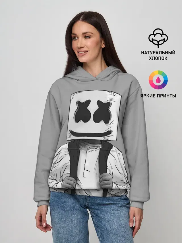 Женское худи с принтом «Marshmello — Electronic music»