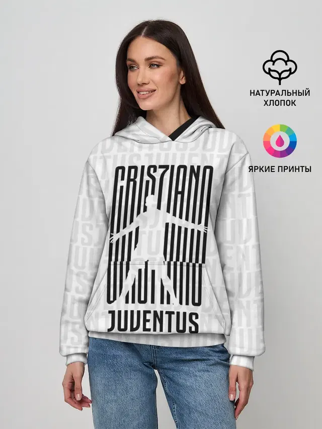 Женское худи с принтом «Криштиану Роналду — RONALDO JUVE SPORT»