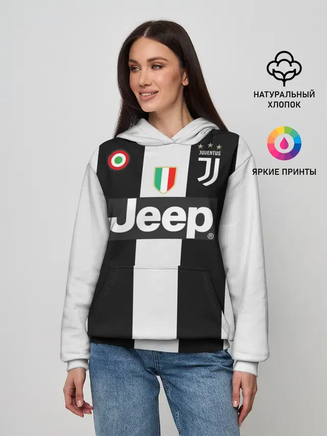 Женское худи с принтом «Ювентус — Mandzukic home 18-19»