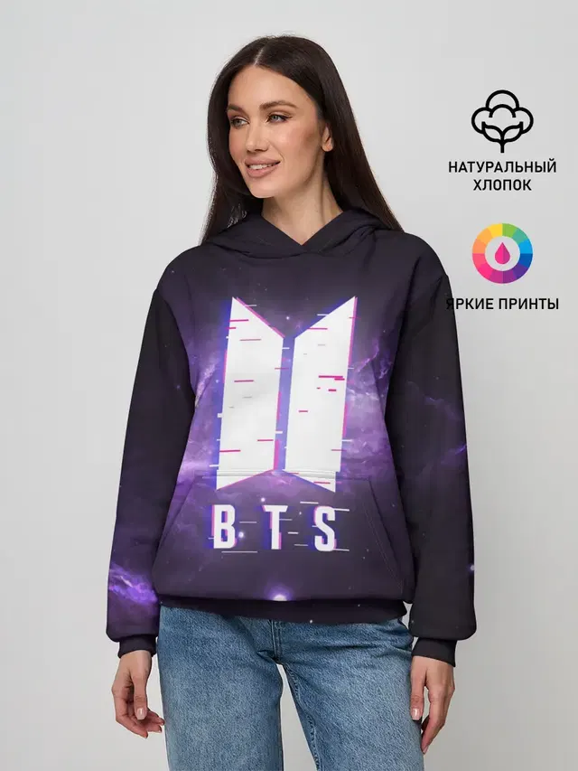 Женское худи с принтом «BTS — BTS SPACЕ 3D — БТС КОСМОС»