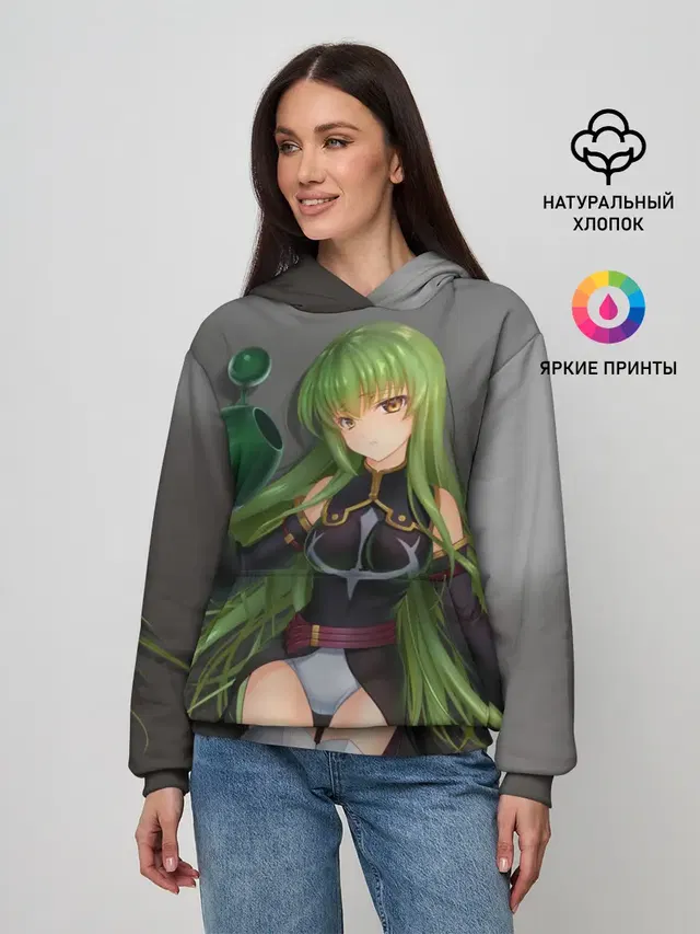 Женское худи с принтом «Code Geass — Code Geass art gray»