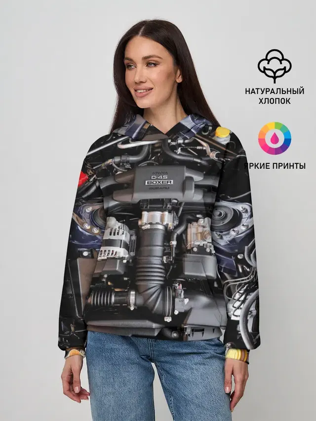 Женское худи с принтом «Тойота — Engine»