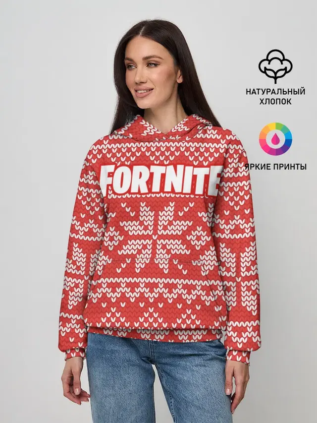 Женское худи с принтом «Фортнайт — Новогодний Fortnite»