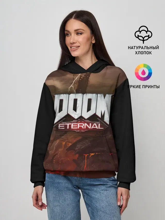 Женское худи с принтом «Дум — DOOM Eternal»