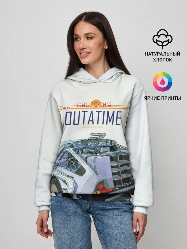 Женское худи с принтом «Retro — De Lorean Outatime»