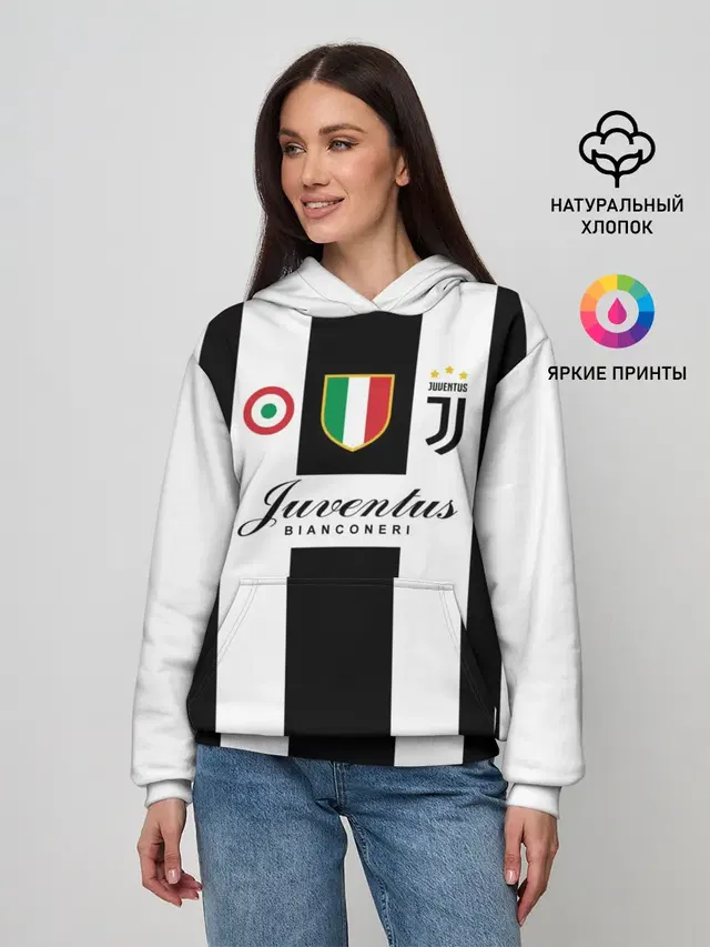 Женское худи с принтом «Ювентус — JUVENTUS BIANCONERI»