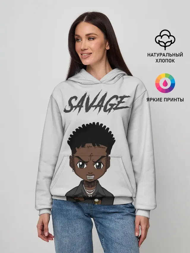 Женское худи с принтом «Зарубежные — 21 Savage»