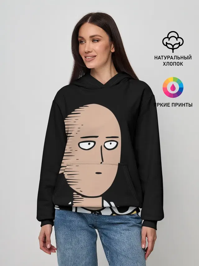 Женское худи с принтом «Ванпанчмен — One-Punch Man Ванпачмен»