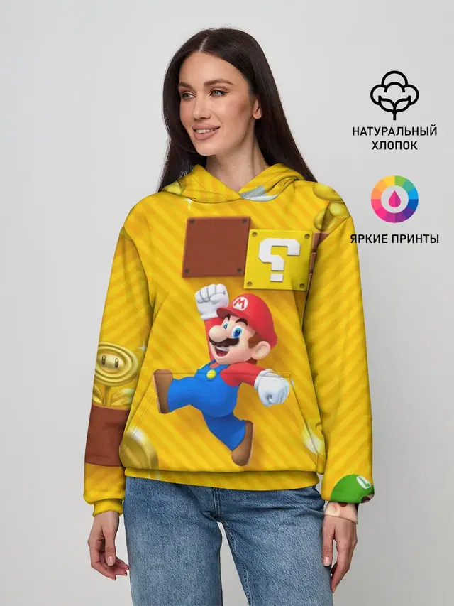 Женское худи с принтом «Mario — Супер Марио»