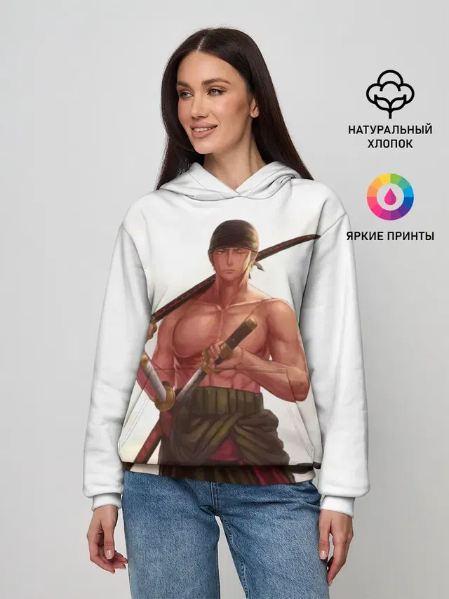 Женское худи с принтом «Ван Пис — One Piece - Zoro»