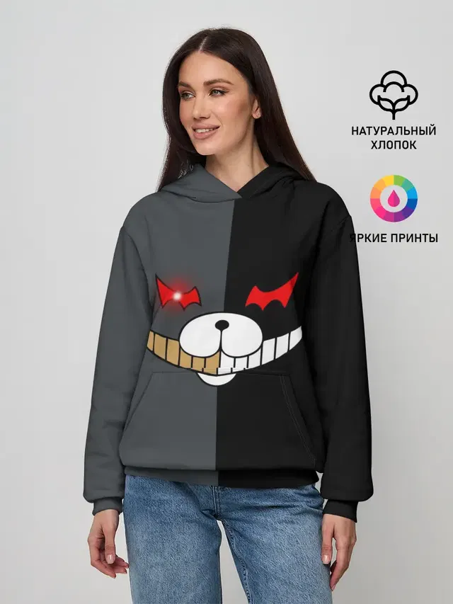 Женское худи с принтом «KUROKUMA x MONOKUMA»