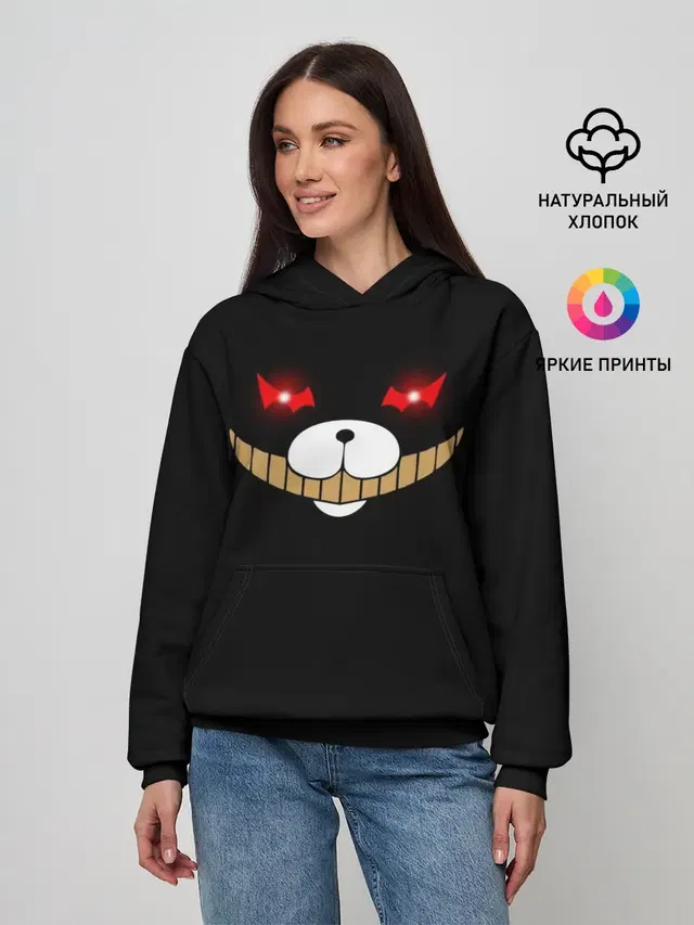Женское худи с принтом «KUROKUMA на черном»