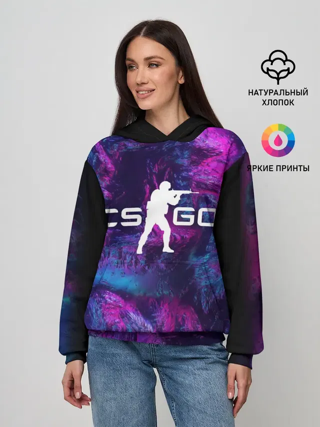 Женское худи с принтом «Counter-Strike — CS GO HYPER BEAST LANDSCAPE»