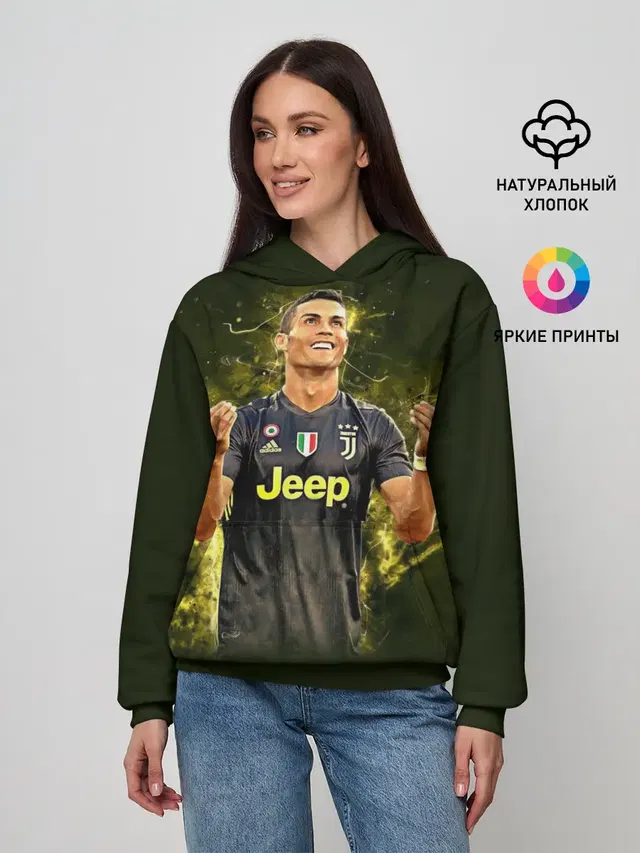 Женское худи с принтом «Ювентус — RONALDO JUVE SPORT»