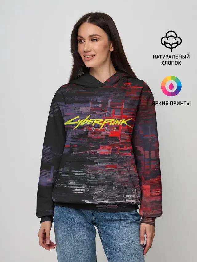 Женское худи с принтом «Cyberpunk 2077»