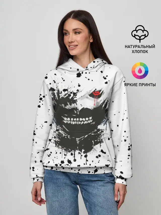 Женское худи с принтом «Токийский Гуль — Kaneki Ken»
