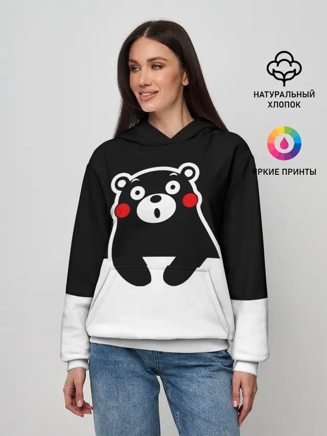 Женское худи с принтом «Кумамон — Kumamon повис»