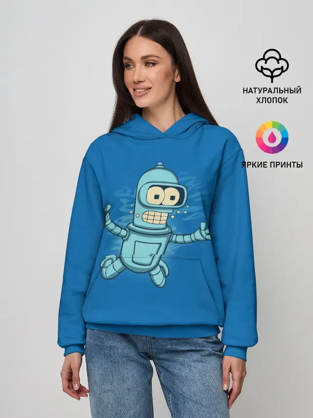 Женское худи с принтом «Futurama — Bender Nevermind»
