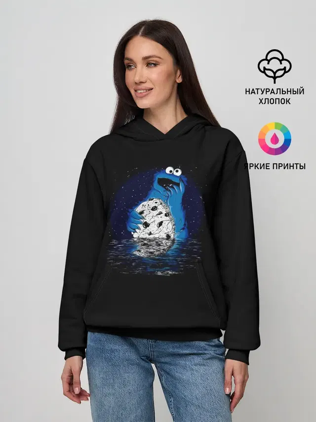 Женское худи с принтом «Улица Сезам — Cookie monster»