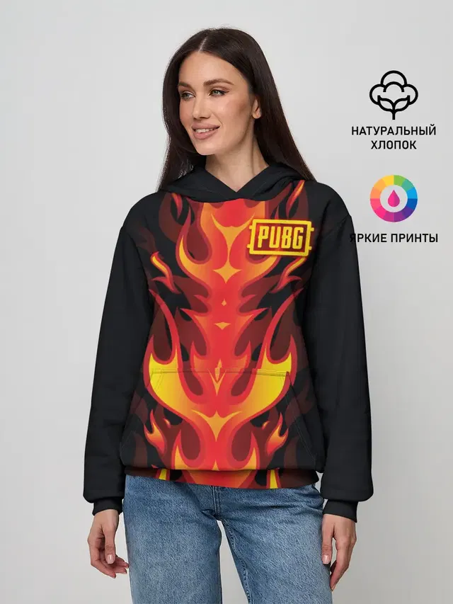 Женское худи с принтом «ПАБГ — PUBG Fire»