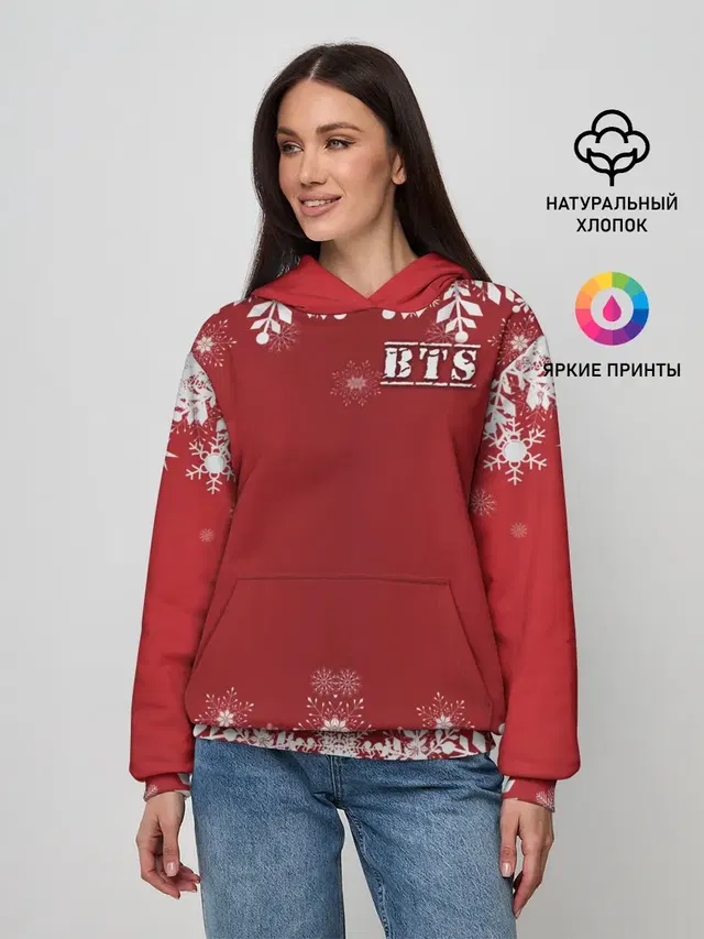 Женское худи с принтом «BTS — BTS праздничный»