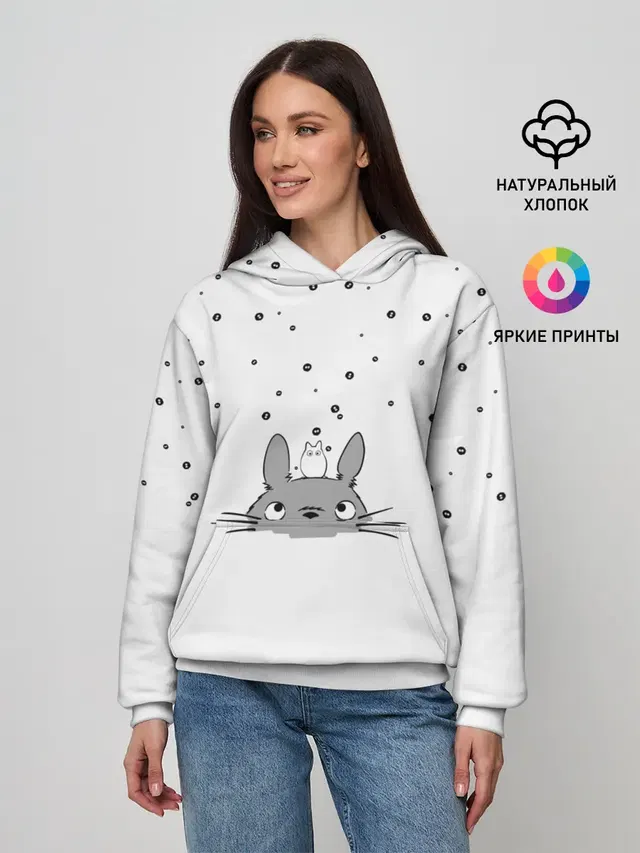 Женское худи с принтом «Totoro The Rain»
