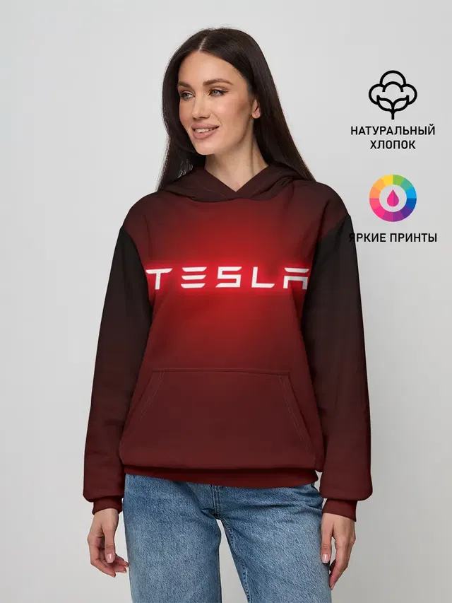 Женское худи с принтом «Tesla»