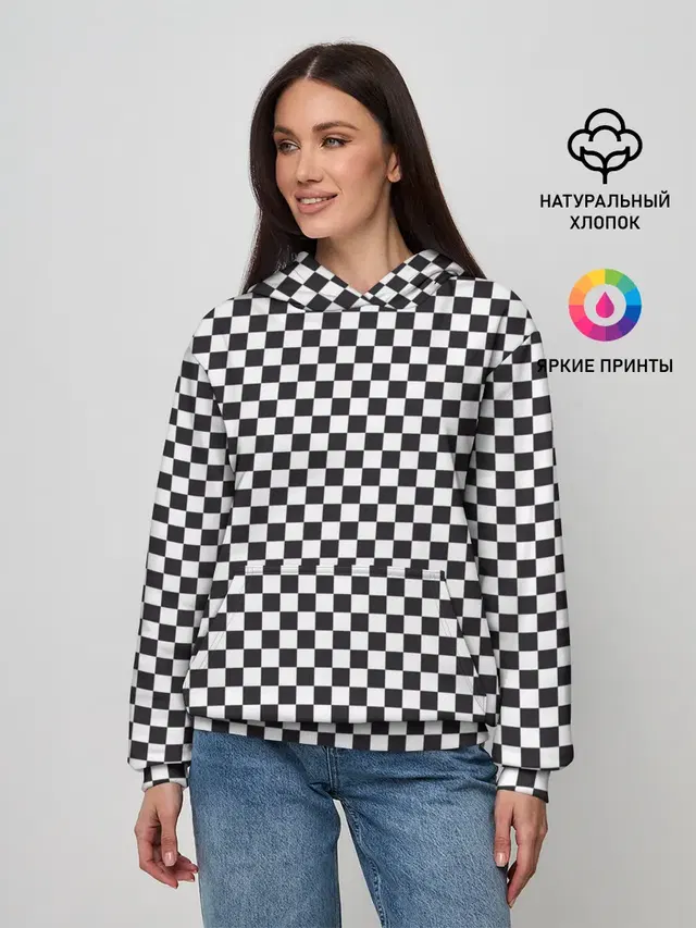 Женское худи с принтом «Checkerboard»