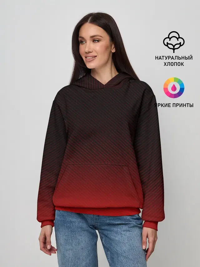 Женское худи с принтом «RED Carbon»