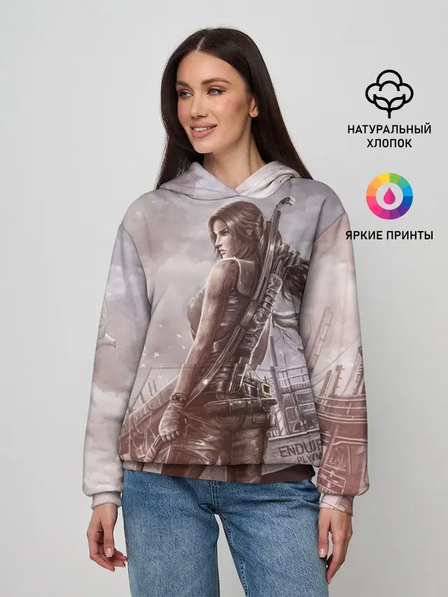 Женское худи с принтом «Lara Croft»