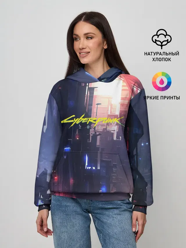 Женское худи с принтом «Cyberpunk 2077»