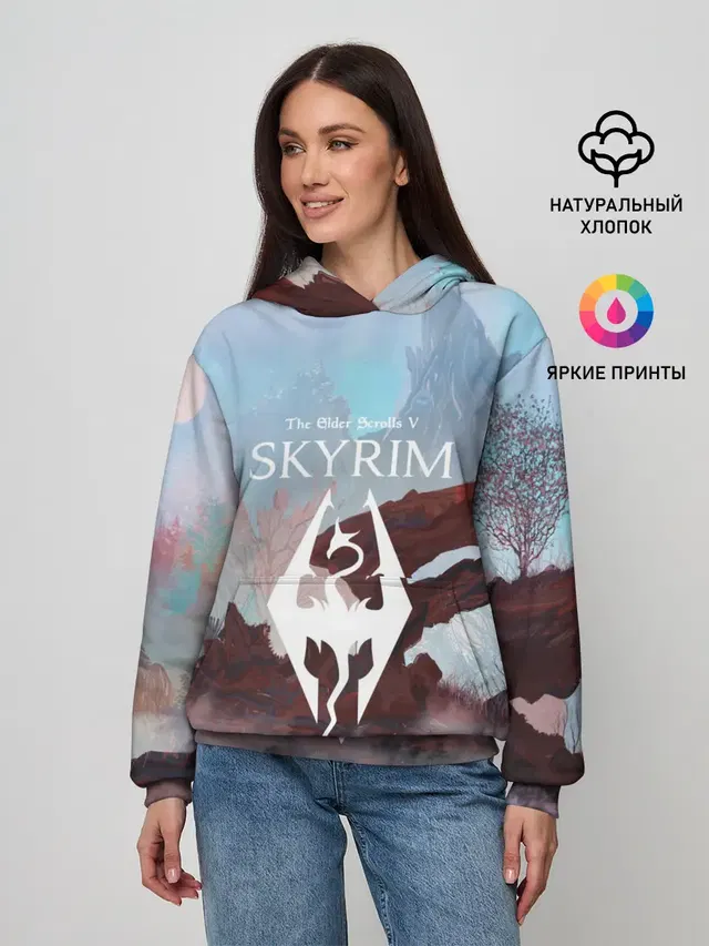 Женское худи с принтом «The Elder Scrolls — The Elder Scrolls SKYRIM»