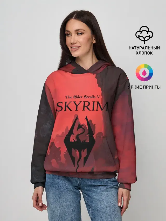 Женское худи с принтом «The Elder Scrolls — The Elder Scrolls SKYRIM»