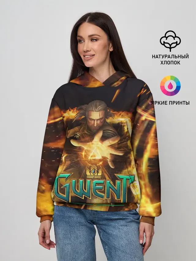 Женское худи с принтом «Gwent — GWENT: The Witcher Card Game»