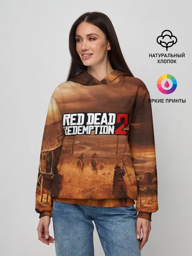Женское худи с принтом «Mine shaft — RED DEAD REDEMPTION 2»