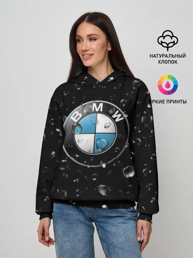Женское худи с принтом «BMW — BMW под Дождём»