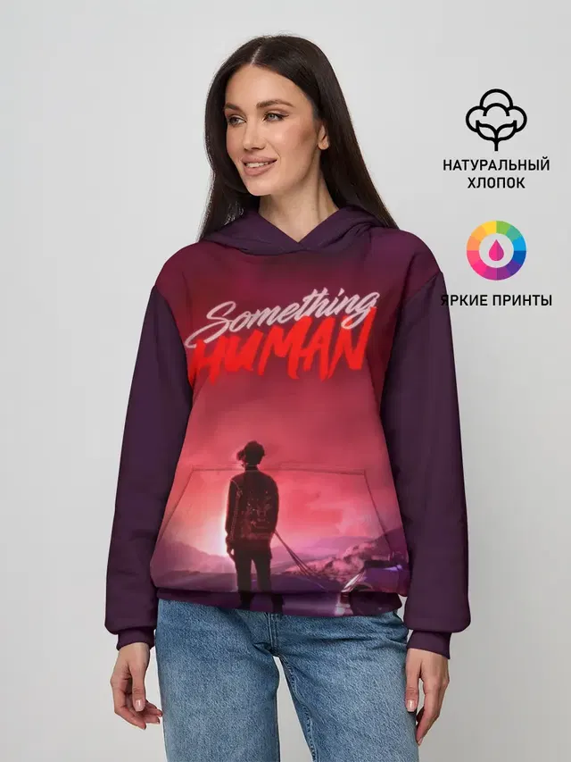 Женское худи с принтом «Something human»