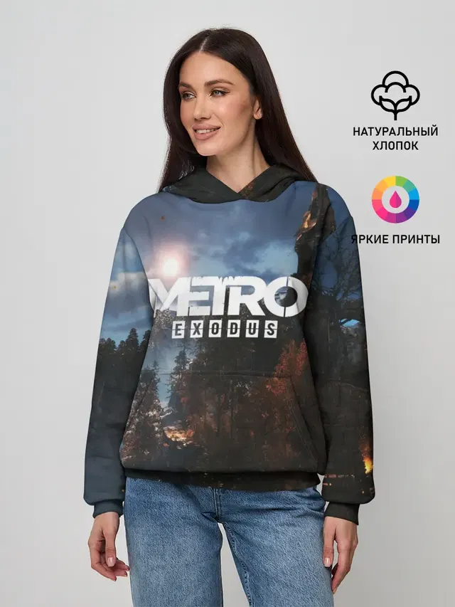 Женское худи с принтом «Post-apocalyptic landscape — METRO EXODUS»