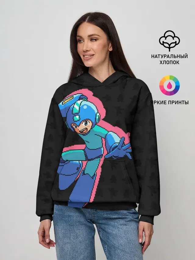 Женское худи с принтом «Retro Games — Mega Man»
