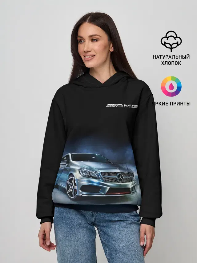 Женское худи с принтом «Merсedes — Mercedes AMG»