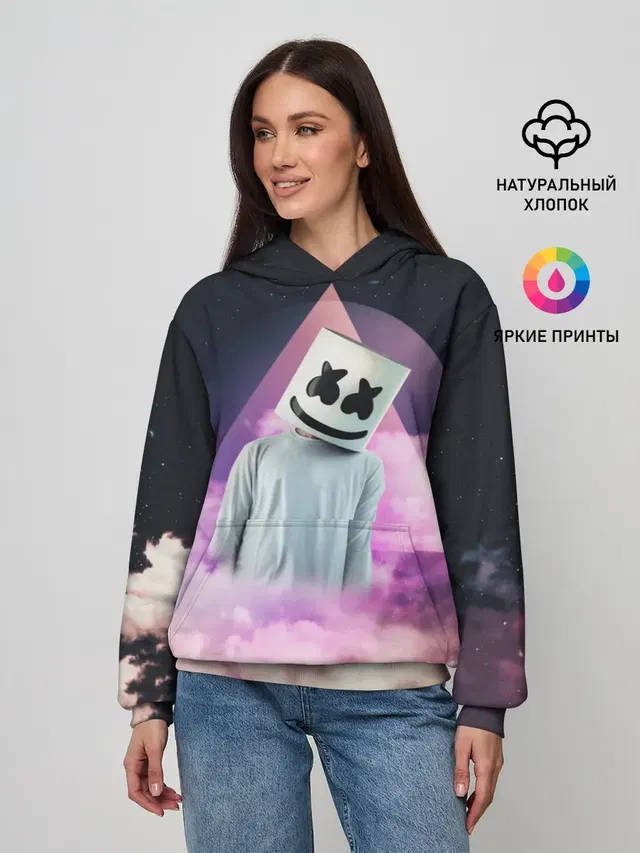 Женское худи с принтом «Marshmello — Marshmallow»