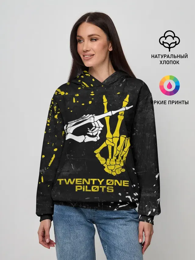 Женское худи с принтом «Skeleton hands — TOP - Skeleton Clique»