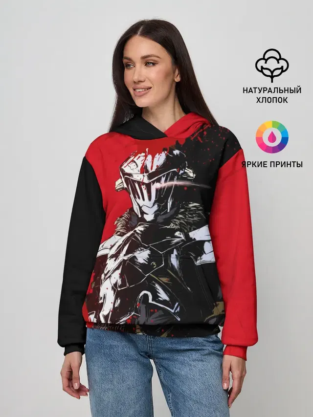 Женское худи с принтом «Goblin Slayer red and — Goblin Slayer red and black»
