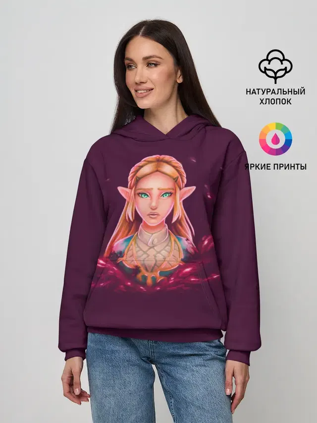 Женское худи с принтом «The Legend of Zelda — Принцесса Зельда»