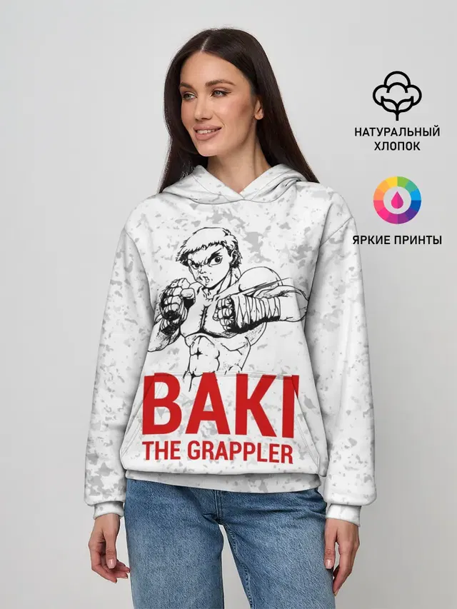 Женское худи с принтом «Baki the Grappler»